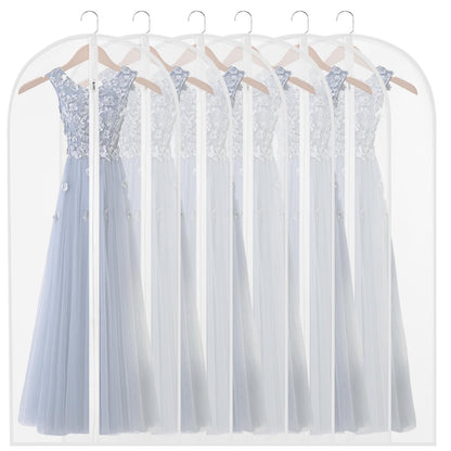 60" Clear Hanging Garment Bags Protect Extra Long Dresses & Gowns | Sturdy zipper with stopper prevents runaway slides. Breathable & washable PEVA covers prevent dust, pet hair& floor drag