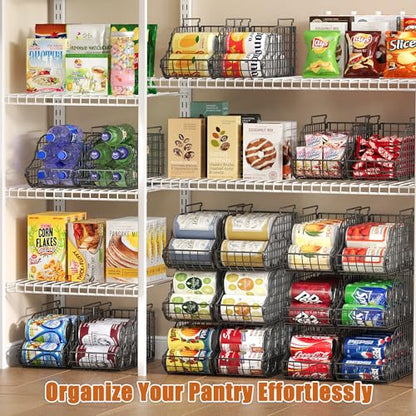 6-Pack Can Storage Organizer Pantry, Stackable Kit... (Black | Iron)
