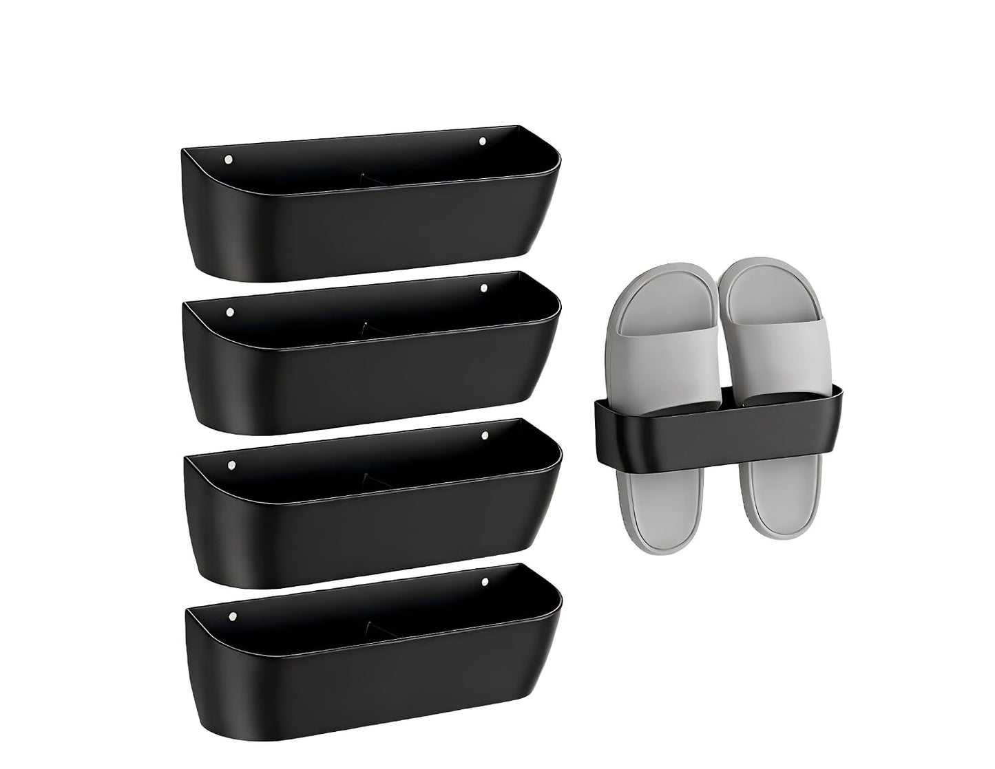Wall Mount Shoe Rack 4 Pack Plastic Shoe Holders Storage Organizer | Self-Adhesive Shoe Storage for RV, Entryway & Wall, Plastic Rack for Closet, No-Drill Organizer for Camper & Home