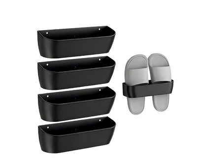Wall Mount Shoe Rack 4 Pack Plastic Shoe Holders Storage Organizer | Self-Adhesive Shoe Storage for RV, Entryway & Wall, Plastic Rack for Closet, No-Drill Organizer for Camper & Home
