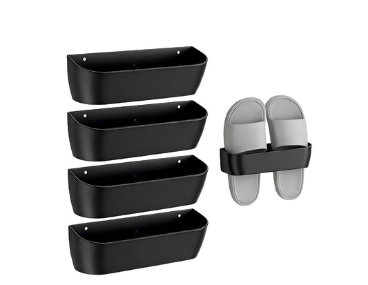 Wall Mount Shoe Rack 4 Pack Plastic Shoe Holders Storage Organizer | Self-Adhesive Shoe Storage for RV, Entryway & Wall, Plastic Rack for Closet, No-Drill Organizer for Camper & Home