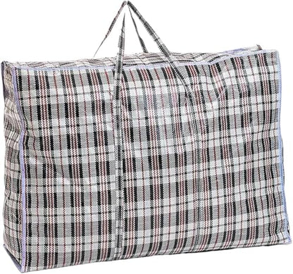 Laundry Bags Set of 2 Large Plastic Checkered Storage Laundry Shopping Bags with Zipper and Handles! Great for Travel,Laundry,Shopping,Storage,Moving. Multicolor