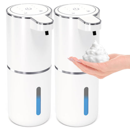 2 Pack Automatic Foaming Soap Dispenser,Touchless Foam Soap Dispenser,12.8oz Rechargeable Wall Mounted Smart for Bathroom and Kitchen Dish Soap,Easy for Toddlers(White)