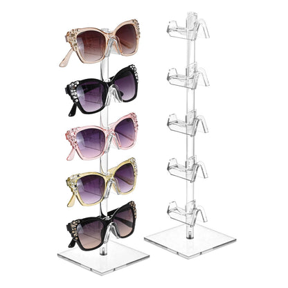 MOOCA 2-Piece Acrylic Eyewear Display Stand, Holds 10 Frames | Eyewear rack with oversized supports displays large sunglasses and eyeglasses for show,store,home and easy assemble.'