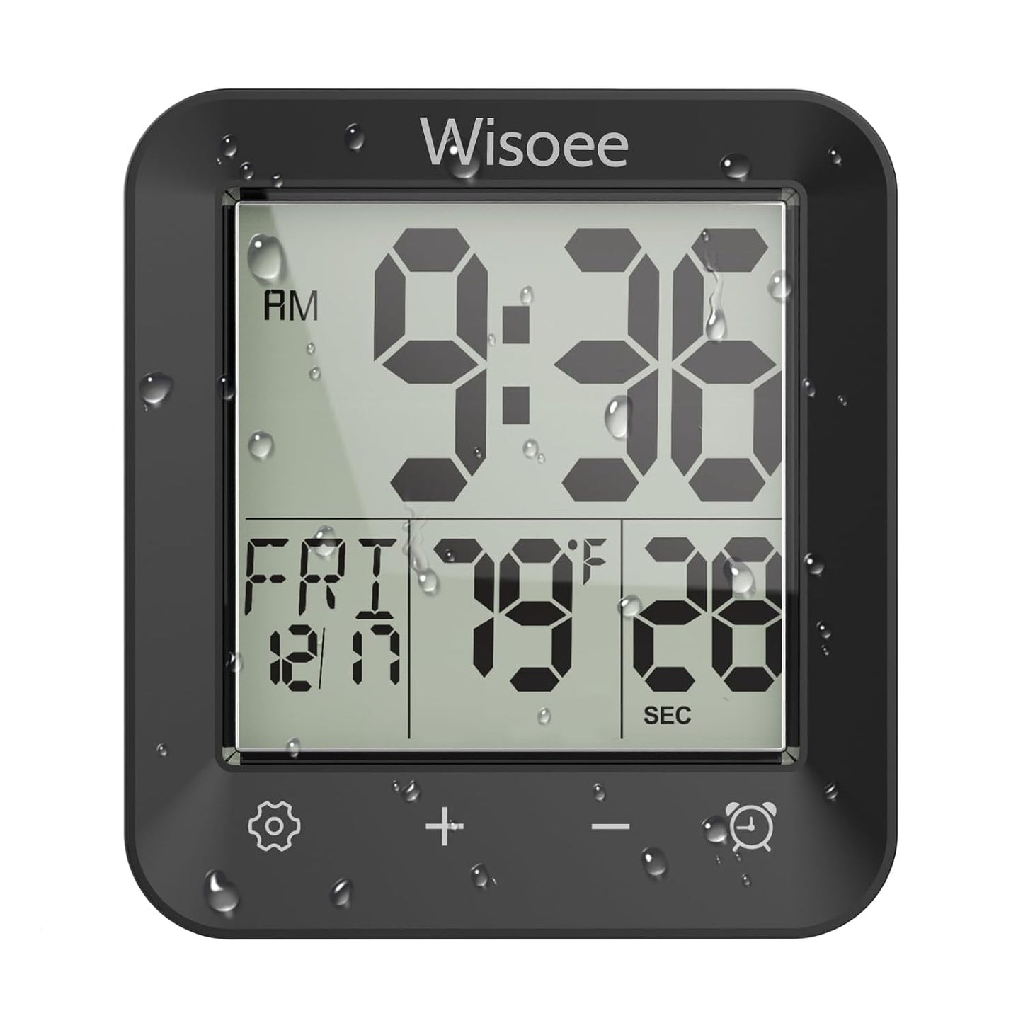 Waterproof Shower Clock Bathroom Timer, Digital Wall Clock | with Countdown, Temperature Display, Calendar, Suction Cup for Kitchen Spas, Cooking and Baths, Battery Operated