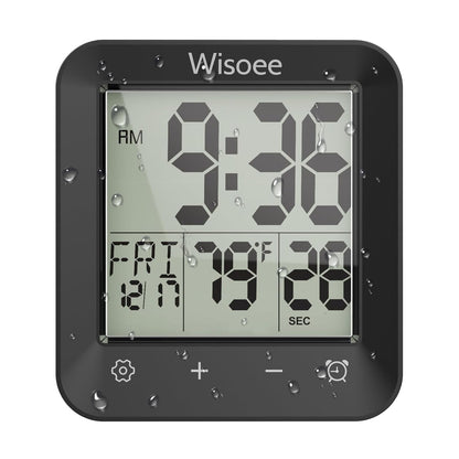 Waterproof Shower Clock Bathroom Timer, Digital Wall Clock | with Countdown, Temperature Display, Calendar, Suction Cup for Kitchen Spas, Cooking and Baths, Battery Operated
