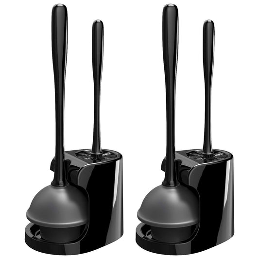 Toilet Plunger and Brush Combo for Toilet Cleaning... (2 Count | Black | Nylon, Plastic)