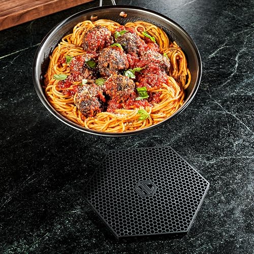 HexClad 2 Pack Black Hexagonal Silicone Trivets Nonslip Hot Pads | Heat Resistant
