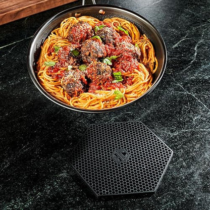HexClad 2 Pack Black Hexagonal Silicone Trivets Nonslip Hot Pads | Heat Resistant