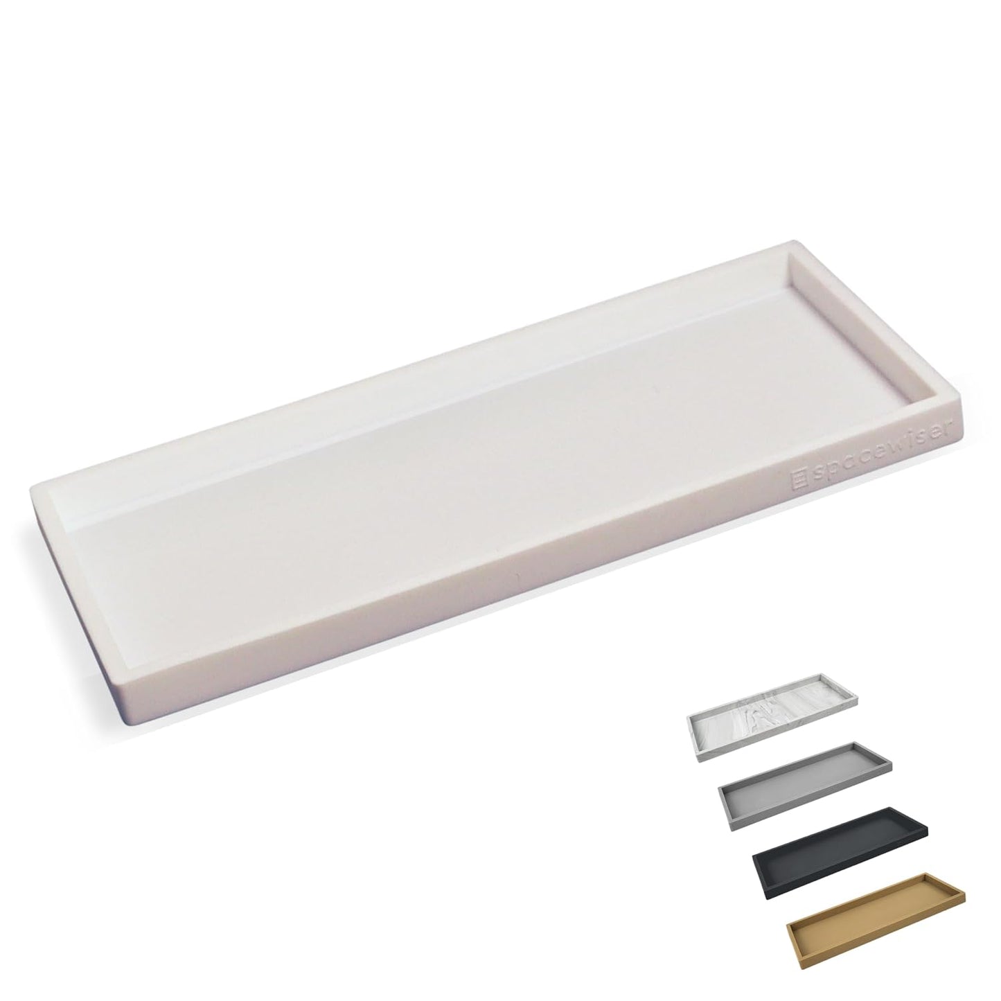 Silicone Countertop & Vanity Tray – 11.7” Bathroom... (White | Silicone)