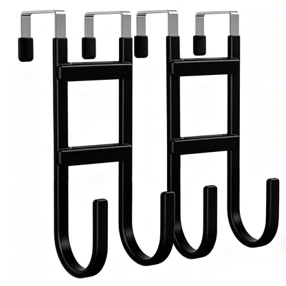 Over the Door Hooks, 2-Pack Scratch-Resistant Over the Door Hanger with Rubber for Hanging Towels, bags, Coats and Keys, Suitable for Most interior doors such as in bathroom, bedroom, and kitchen