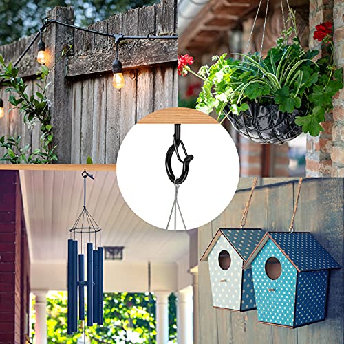 FSAH 36 PCS Q-Hanger Hooks with Safety Buckle, Windproof Screw Hooks | for Outdoor String Lights Hanging Christmas Patio Lights, Plants, Cup Eye Hooks Mount on Wall Ceiling Wood Fence Deck, Black