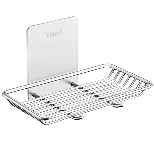 Self Adhesive Bar Soap Dish for Shower, Bathroom S... (Silver | Stainless Steel)