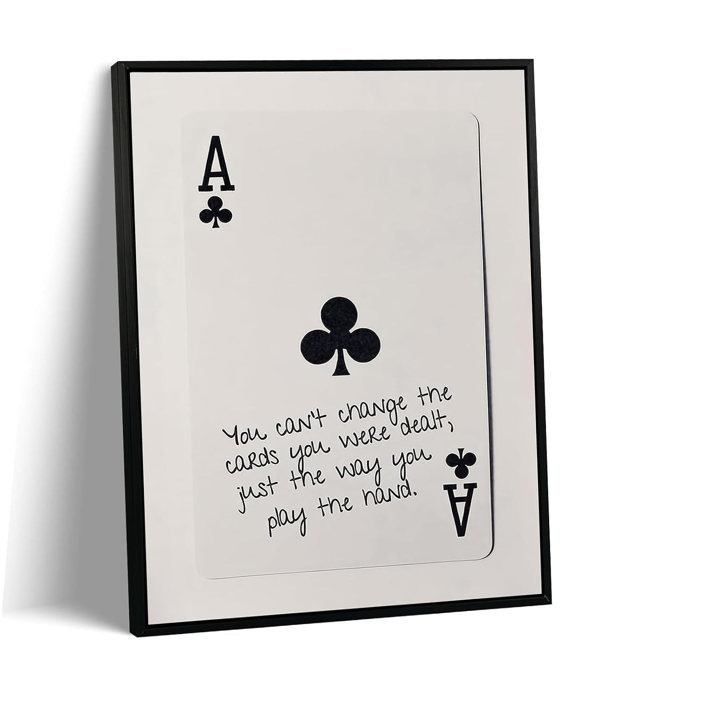 GEFQBBLD Funny Lucky Ace Poker Wall Art,Funky Mdern Canvas Black Art Prints Painting,Retro Minimalist Black and White Playing Card Posters,Trendy Aesthetic Preppy Wall Decor 8x10in Black Framed