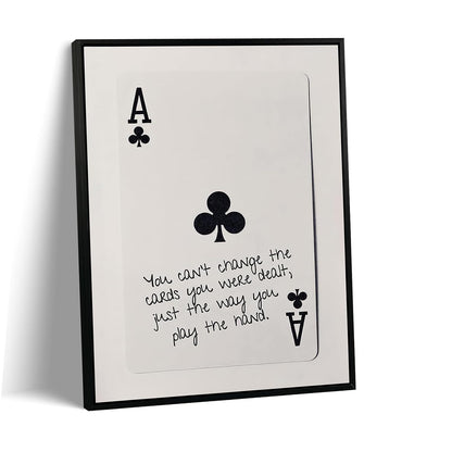 GEFQBBLD Funny Lucky Ace Poker Wall Art,Funky Mdern Canvas Black Art Prints Painting,Retro Minimalist Black and White Playing Card Posters,Trendy Aesthetic Preppy Wall Decor 8x10in Black Framed