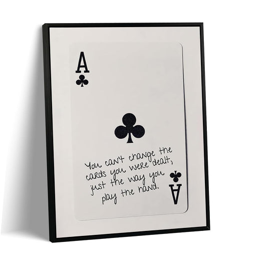 GEFQBBLD Funny Lucky Ace Poker Wall Art,Funky Mdern Canvas Black Art Prints Painting,Retro Minimalist Black and White Playing Card Posters,Trendy Aesthetic Preppy Wall Decor 8x10in Black Framed