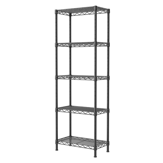 SINGAYE Metal Shelves Wire Shelving Storage Standing Adjustable Shelf Unit | 5 Tier Mesh Units Shelf for Kitchen Laundry Bathroom Closet Organizers Pantry Narrow Home Rack 10" D x 16" W x 55" H Black