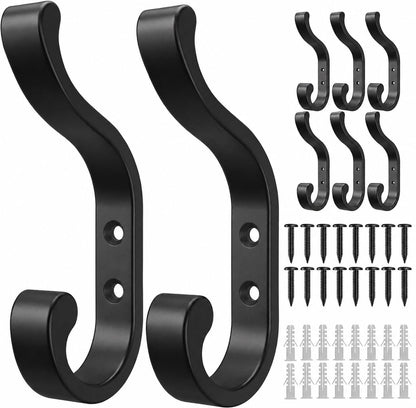 bussdis Coat Hanger Wall Mount 8-Pack - Wall Hooks for Hanging Heavy Duty | Large Coat Hangers Holds 30LB, Metal Screw-In Hooks for Door, Closet, Bathroom, Clothes, Purse, Bag, Jacket, Robe