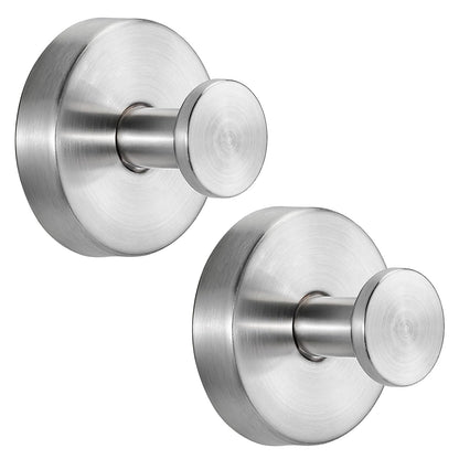 Suction Cup Hooks for Shower No-Drill Bathroom Hooks for Towels, Robes, Loofah Mountable on Bathroom Walls, Kitchen, Glass, Mirrors, Tile and Smooth,Non-Porous Surfaces (2, Brushed Nickel)