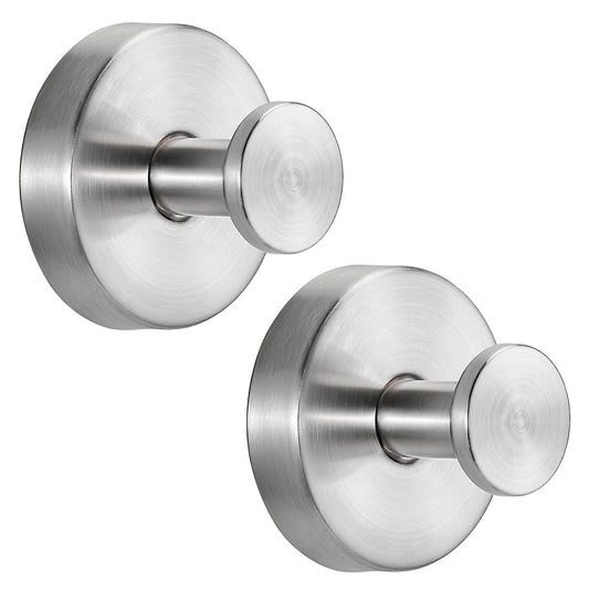 Suction Cup Hooks for Shower No-Drill Bathroom Hooks for Towels, Robes, Loofah Mountable on Bathroom Walls, Kitchen, Glass, Mirrors, Tile and Smooth,Non-Porous Surfaces (2, Brushed Nickel)