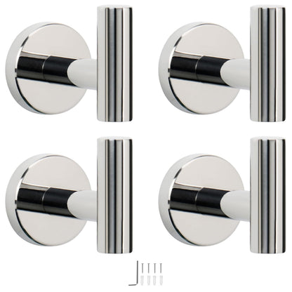 NearMoon Bath Towel Hooks- SUS 304 Stainless Steel Robe Hook Holder, Heavy Duty Coat Hook for Bathroom Livingroom Hotel Kitchen Garage, Wall Mounted (Chrome Finish, 4 Pack)