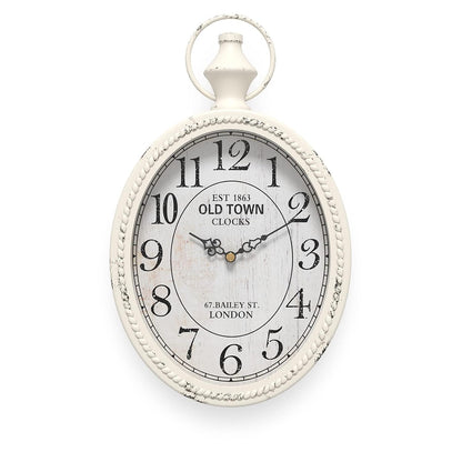 Menterry Small Retro Oval Wall Clock Antique Old Design,White Vintage Style | Battery Operated Silent Decor Wall Clocks for Kitchen,Bedroom,Farmhouse,Bathroom (11.2" H x 6.7" W)