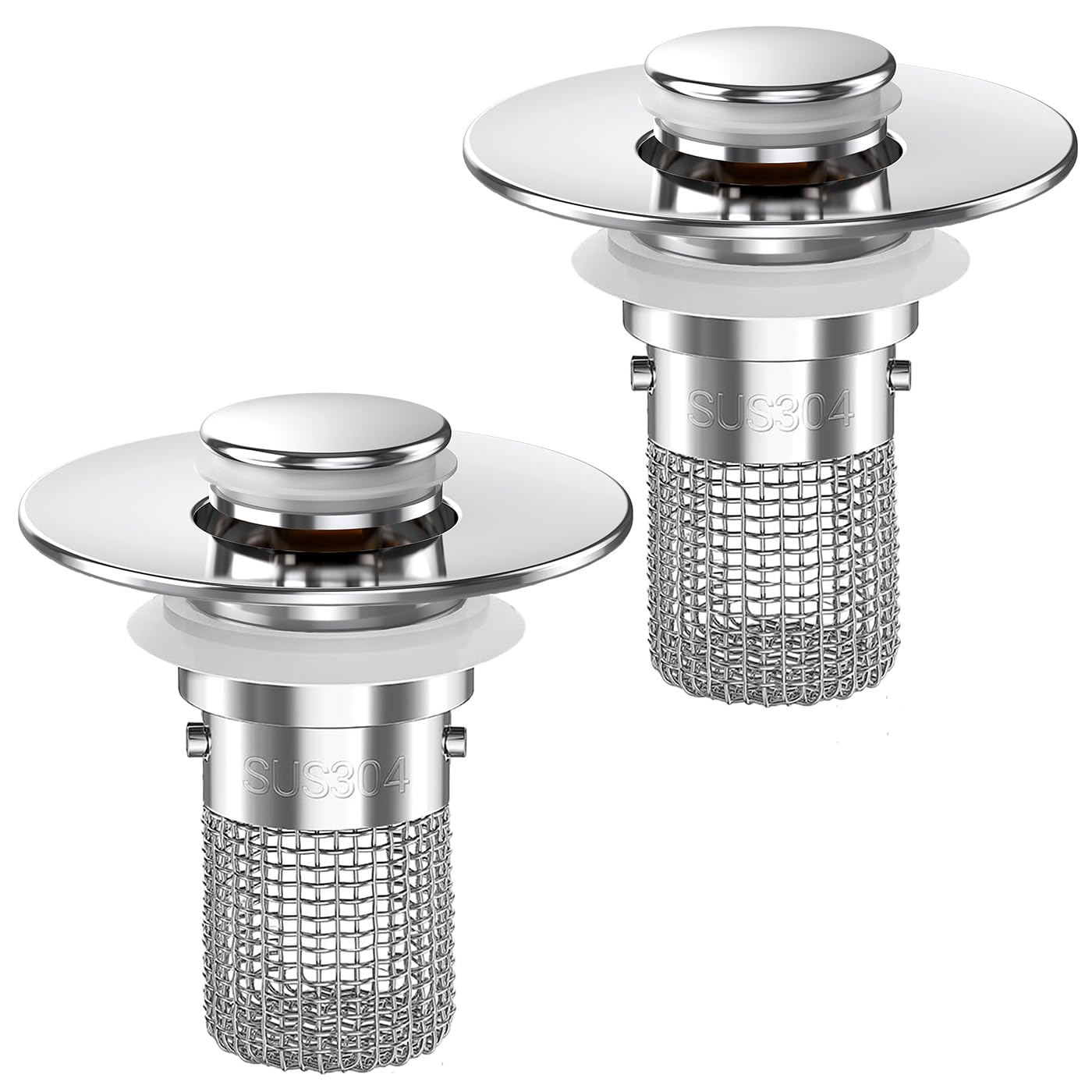 Bathroom Sink Drain Strainer,(2PCS) Pop-up Sink Drain Strainer with Removable Stainless Steel Strainer Basket Hair Catcher, Bathroom Sink Strainer for Bathroom Sink Stopper Replacement