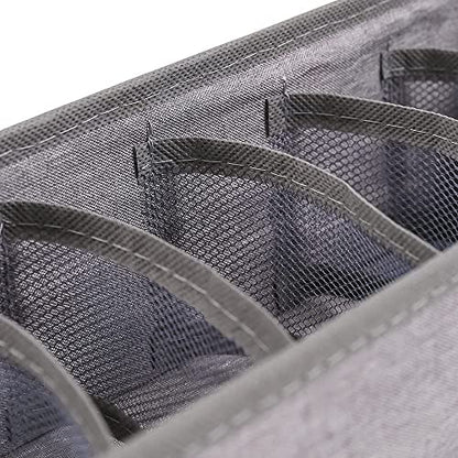 6 Pack Sock Underwear Drawer Organizer Dividers, Collapsible Cabinet Closet Storage Boxes for Clothes, Socks, Lingerie, Underwear, Tie, Belt, Baby, Bedroom