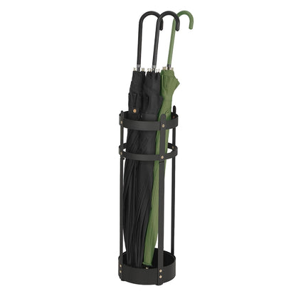 SONGMICS Umbrella Stand, Steel Round Umbrella Holder Rack, 6.9 x 6.9 x 19.3 Inches, with Detachable Drip Tray, for Entryway, Office, Stable, Assembly Required, Matte Black ULUC029B01