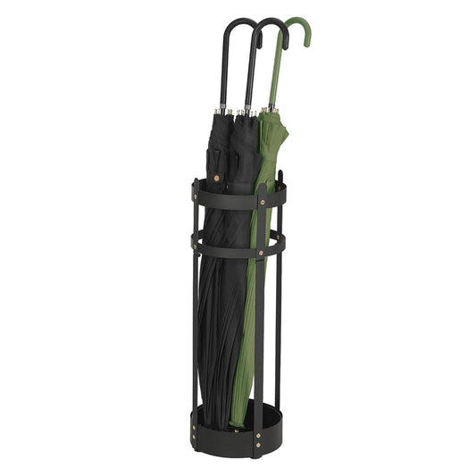 SONGMICS Umbrella Stand, Steel Round Umbrella Holder Rack, 6.9 x 6.9 x 19.3 Inches, with Detachable Drip Tray, for Entryway, Office, Stable, Assembly Required, Matte Black ULUC029B01