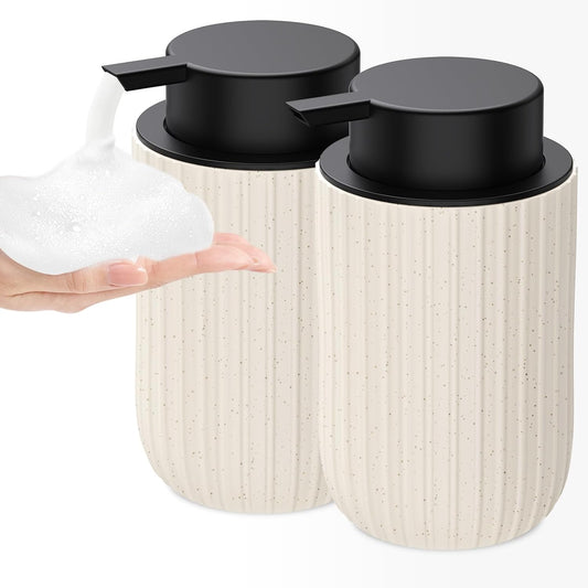 Ceramic Foaming Soap Dispenser, 12 oz Bathroom Foa... (2 Count | Beige-2pack | Ceramic)