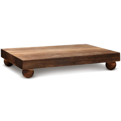Wood Pedestal Stand Kitchen Soap Tray Farmhouse Wooden Riser Stand for Kitchen Bathroom Counter Table Decor Plant Vases Display(Classic,Dark Brown,12 x 7 Inch)