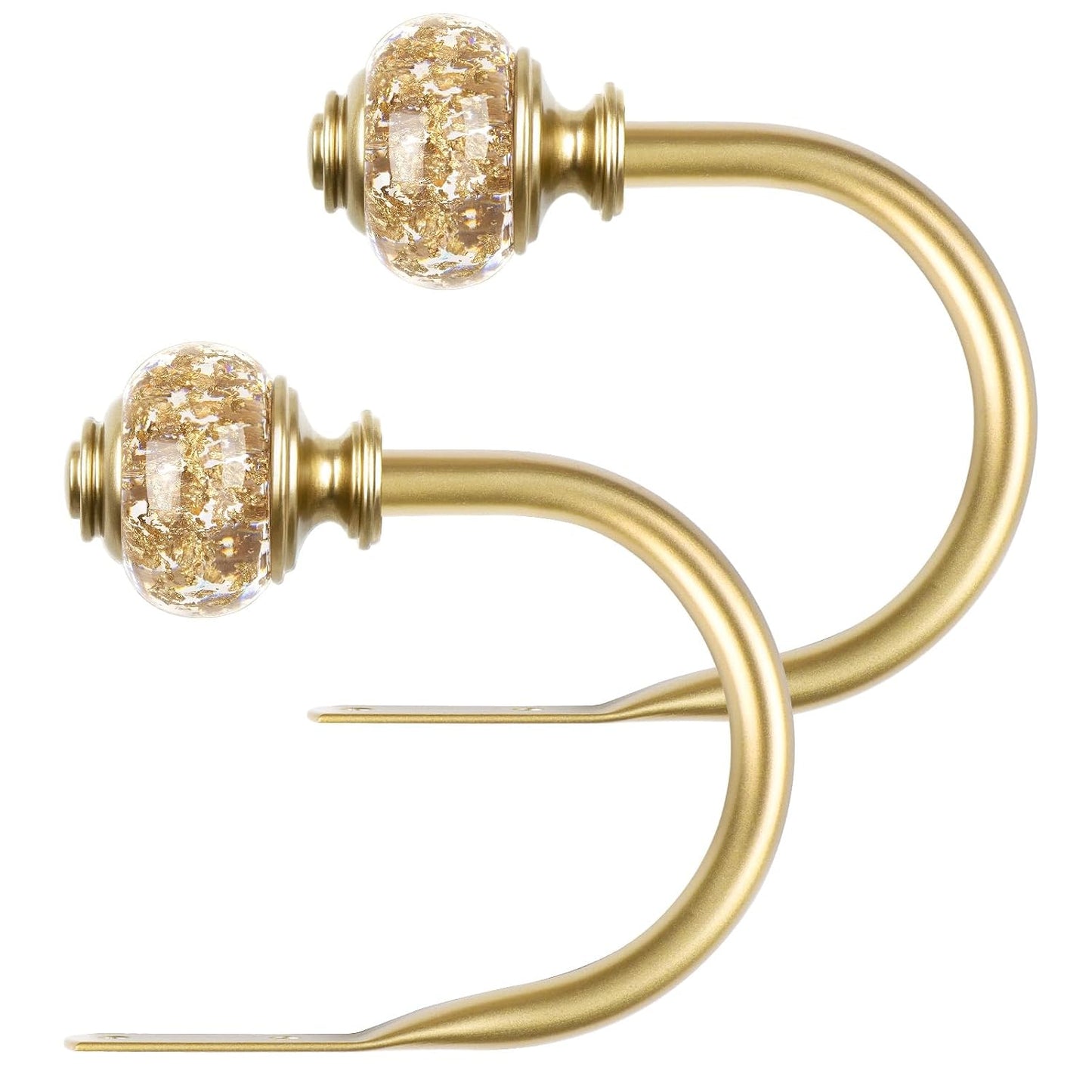 Gold Curtain Holdbacks, Decorative Drapery Tiebacks, 2 Pack/1 Pair | Curtain Hooks for Drapes, Wall Mounted, Vintage Crystal Finials, Durable Metal Material, Size: Small(3.95" L x 3.4" W)