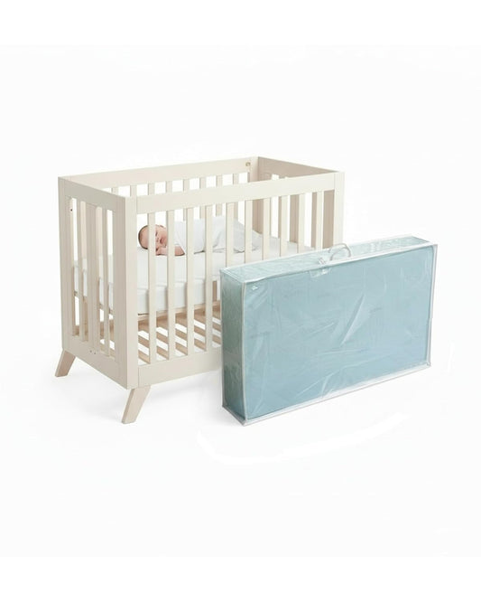 Mini Crib Mattress Bag for Moving and Storage, wit... (White edge)
