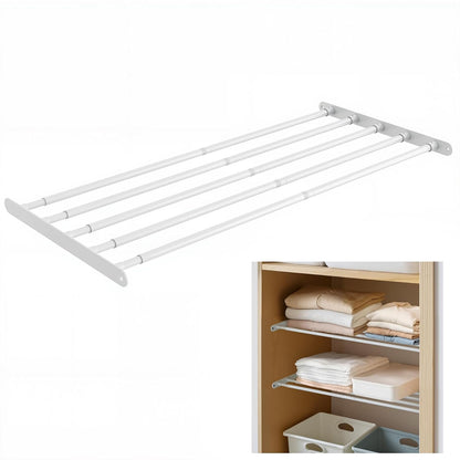 Expandable Closet shelf Metal Storage Rack Adjustable Closet Rod DIY Divider Separator Space Saving for Cabinet Wardrobe Cupboard Kitchen Pantry Cupboard Bathroom, 31.4-42 Inches