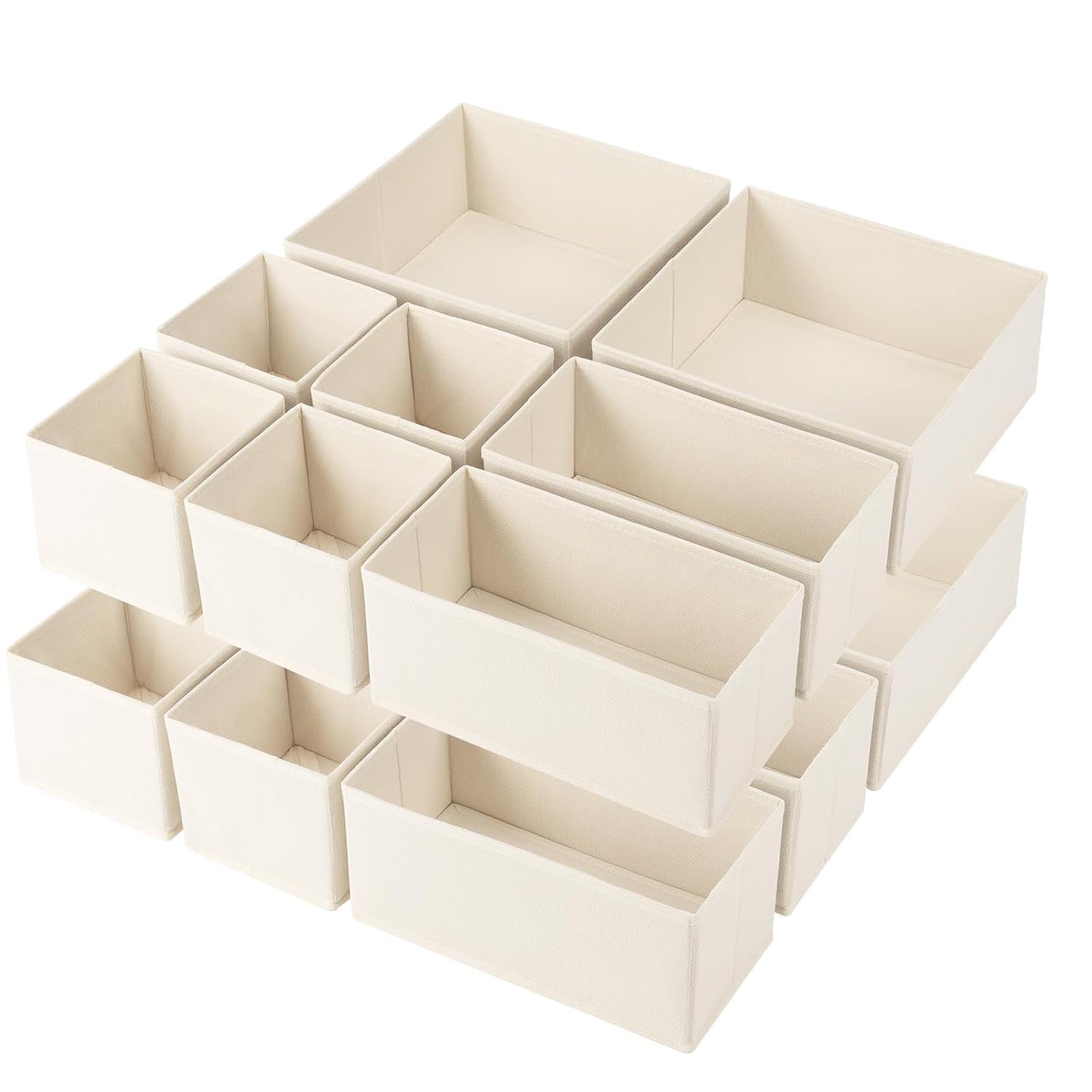 Drawer Organizer Clothes,16 Pack Underwear Drawer Organizers, Foldable Closet Organizers and Storage Dresser Drawer Dividers Clothing Organizer for Clothes, Socks, Scarves, Bra, Ties (Beige)