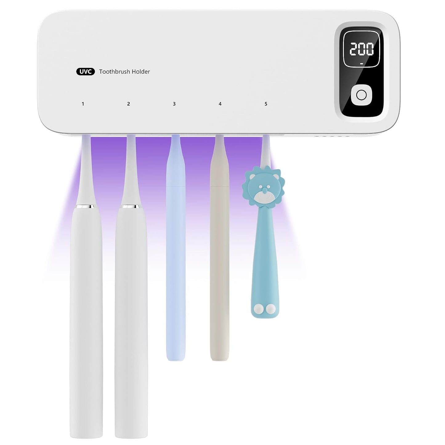 UV Toothbrush Sanitiizer and Holder, 360 Saniti & Air Drying, Timed Toothbrush Holders for Bathrooms, 2200mAh Rechargeable Cordless Wall Mounted Home Toothbrush Sterilizer