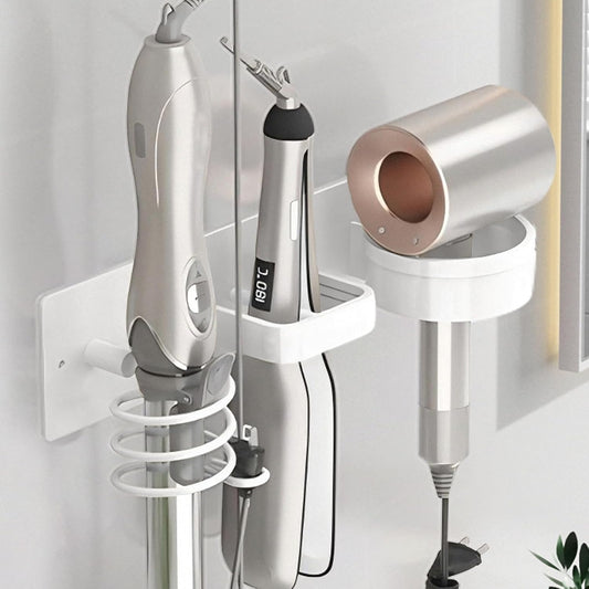 Hair Dryer Holder Wall Mounted,Blow Dryer, Curling... (WHITE | Matte WHITE-1)