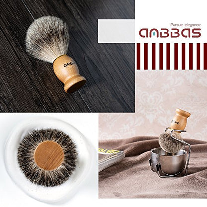 Anbbas 4IN1 Badger Hair Shaving Brush Set Lather for Men Smooth Wet Shave | and Soap Bowl Stand Good Water Absorption Skin Friendly Lather No Shedding Easy To Clean Morning Personal Care Space Saving