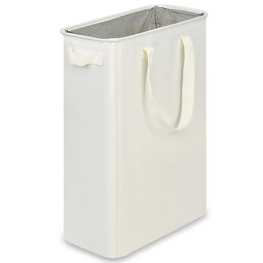 efluky Slim Laundry Basket, Narrow Laundry Hamper with Handles, Collapsible Dirty Clothes Hamper, Tall Laundry Bin for Laundry Room, Dorm and Bedroom, 12.7 Gallons(48L) Beige