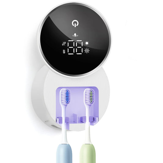UV Toothbrush Sanitizer and Holder, WONICO Smart Tooth Brush Holders for Bathroom, Toothbrush Wall-Mounted Cleaner Organizer with Auto-Inductive Cover Fits Electric, Manual Toothbrushes for Home