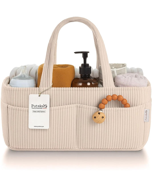 Baby Diaper Caddy Organizer, Nursery Basket, Cream... (CCream | Corduroy)