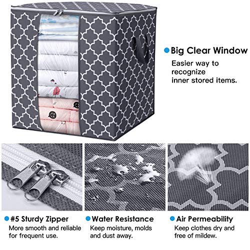 Storage Bags 3 Pack 100L Clothes Organization and Storage Containers,Gray