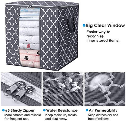 Storage Bags 3 Pack 100L Clothes Organization and Storage Containers,Gray
