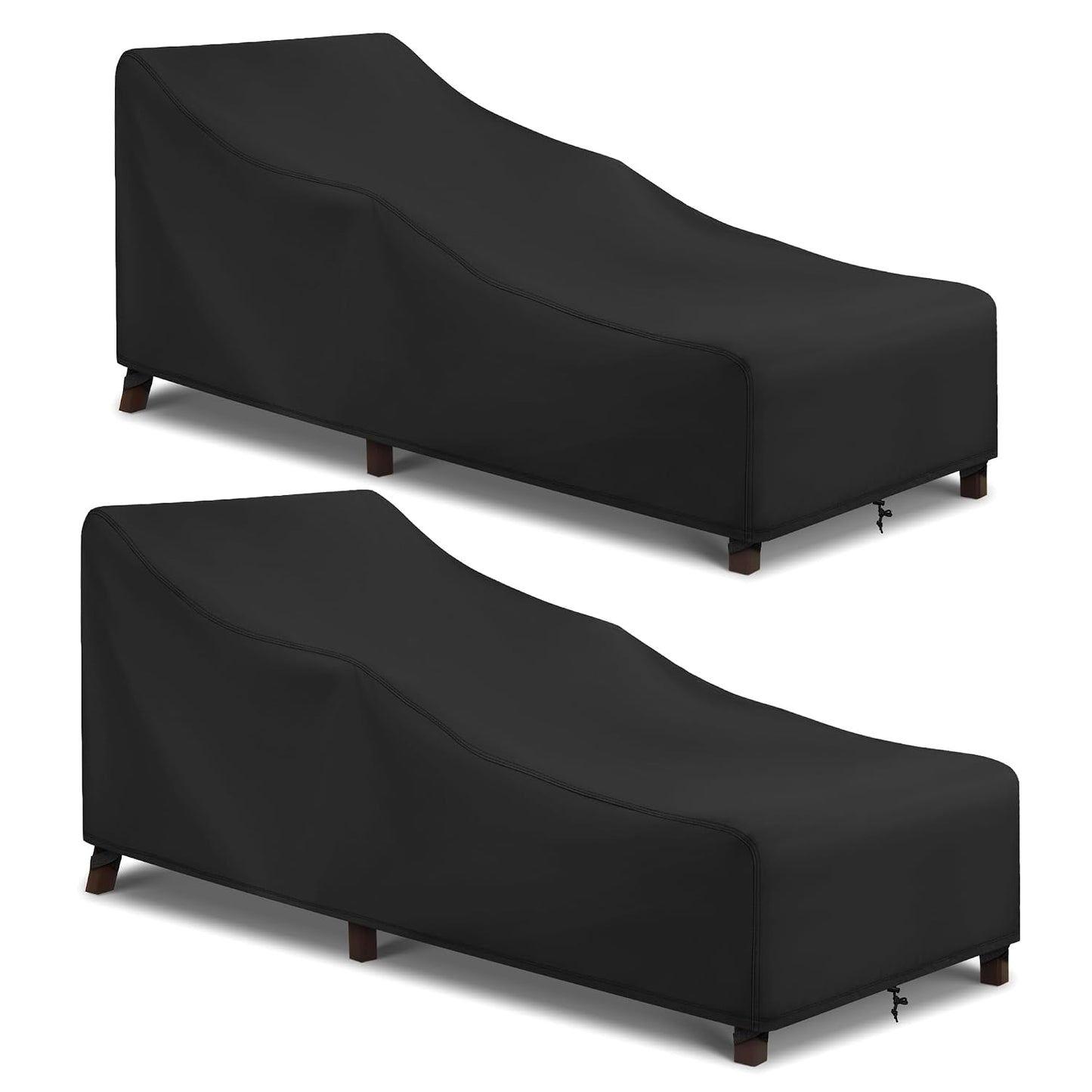 Outdoor Lounge Chair Covers 2 Pack, Waterproof Patio Chaise Lounge Cover for Outdoor Furniture and Outside Stackable Cushions, 76" x 32" x 32" H, Black