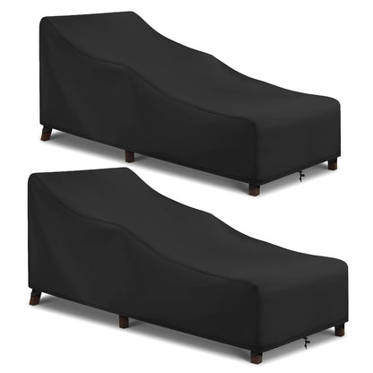 Outdoor Lounge Chair Covers 2 Pack, Waterproof Patio Chaise Lounge Cover for Outdoor Furniture and Outside Stackable Cushions, 76" x 32" x 32" H, Black