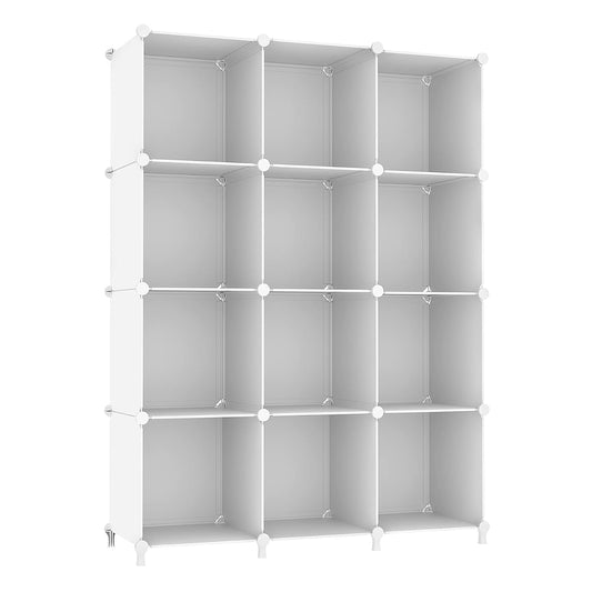 AWTATOS 12 Cube Storage Organizer, Closet Organizer Storage Shelves, White | Portable Closet Organizers, DIY Stackable Storage Cubes Shelves Bookshelf, Plastic Clothes Shelving for Home, Bedroom