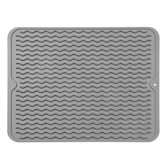 Silicone Dish Drying Mat, Grey, 16"×12" (Gray | Silicone)