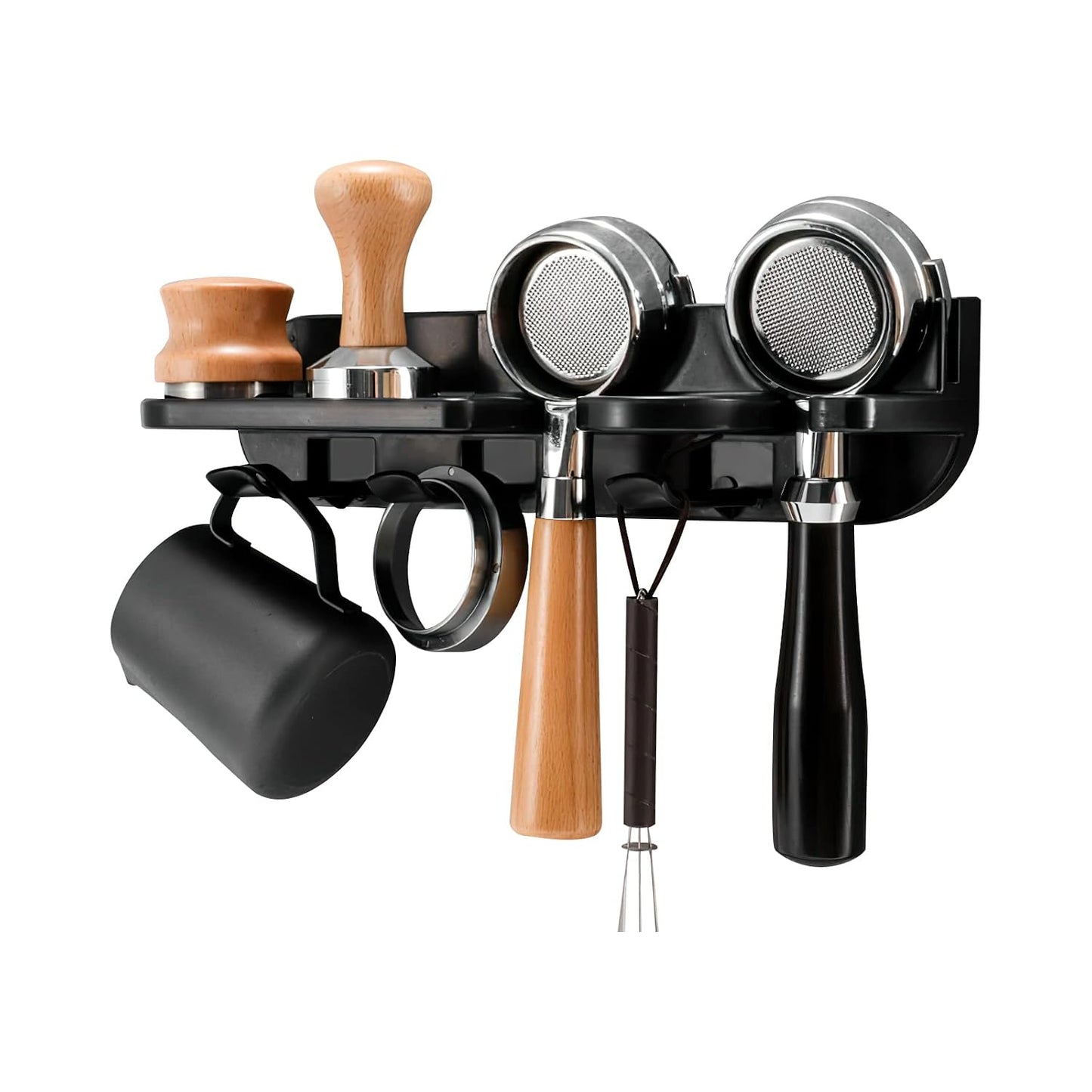 Espresso Tamper Holder Station Laelr Wall Mounted Coffee Station Organizer Coffee Distributor & Tamper 54mm/2.1'' Portafilter Storage Wall Shelf Espresso Accessories Organizer Rack for Bar Home Office