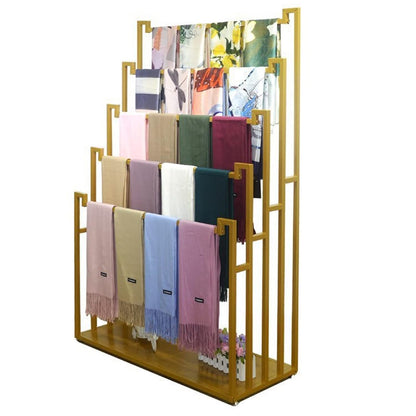 Floor Standing Scarf Display Stand Towel Rack (80X40X150CM) | Metal Freestanding Scarf Holder Organizer Commercial Clothing Retail Store Sheets Suit Pants eco-friendly painted surface